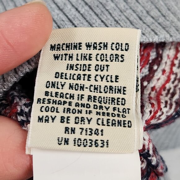 LL Bean Sweater Womens XS Petite Gray Striped Turtleneck Cotton Cashmere Blend - Picture 8 of 10